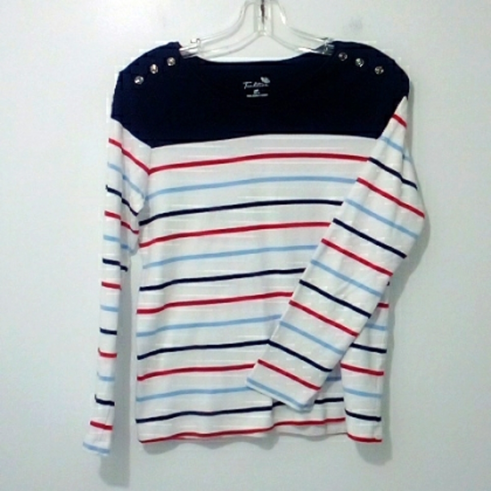 Tradition cotton striped long sleeve top